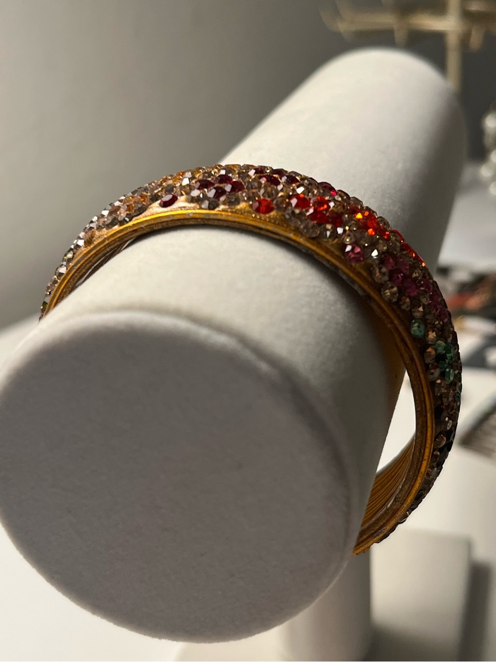 Multi Color Rhinestone Bangle Size 2.2 - Picture 2 of 5